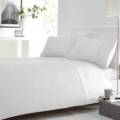 Dunelm Waffle White Duvet Cover and Pillowcase Set White