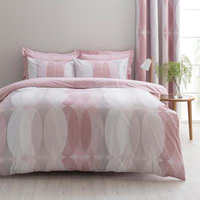 Dunelm Elements Elijah Pink Reversible Duvet Cover and Pillowcase Set Pink, Grey and White
