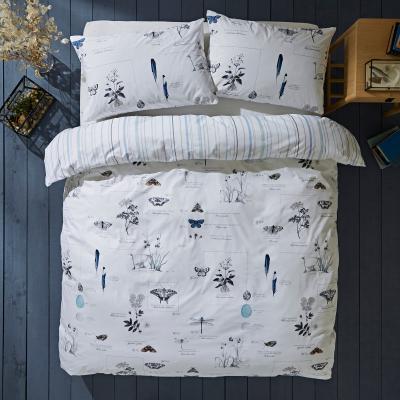 Dunelm Nature's Journal 100% Cotton Duvet Cover and Pillowcase Set Blue