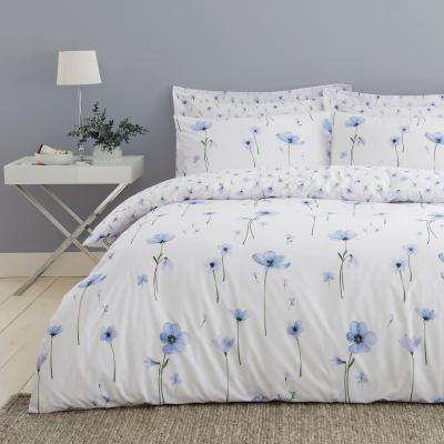 Dunelm Maddie Blue Floral Reversible Duvet Cover and Pillowcase Set White and Blue