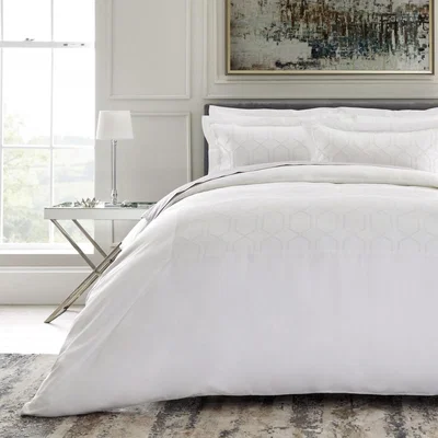 Dunelm Dorma Purity Alscott Embroidered Geometric 100% Cotton Duvet Cover White