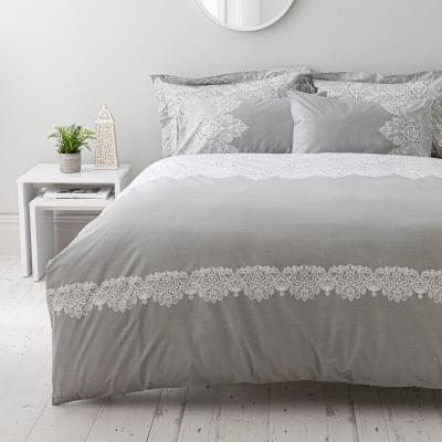 Dunelm Eleanor Grey Reversible Duvet Cover and Pillowcase Set Grey