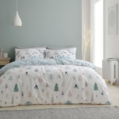 Dunelm Bianca Fine Linens Winter Fun 100% Cotton Duvet Cover and Pillowcase Set Pastel (Multi Coloured)