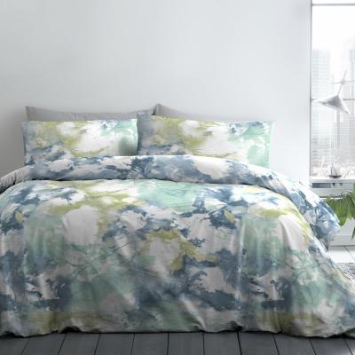 Dunelm Fusion Tie Dye Blue Reversible Duvet Cover and Pillowcase Set Light Blue