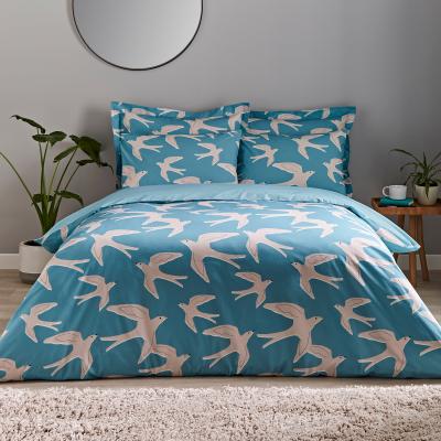 Dunelm Elements Swallow Blue Duvet Cover and Pillowcase Set Blue