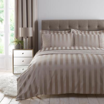Dunelm Allana Gold Stripe Duvet Cover and Pillowcase Set Gold