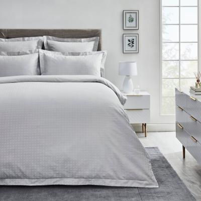 Dunelm Dorma Purity Marlia Silver Cotton Jacquard Duvet Cover and Pillowcase Set Light Grey