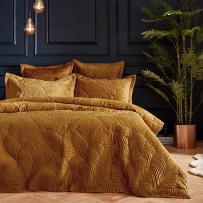 Dunelm Paoletti Palmeria Gold Embroidered Reversible Duvet Cover and Pillowcase Set Gold