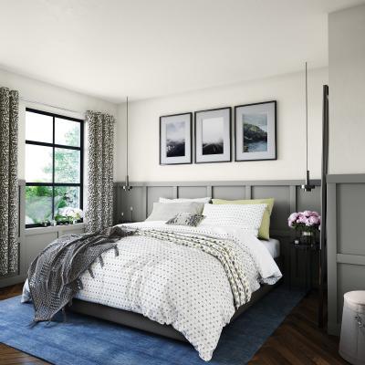 Dunelm Helena Springfield Moda Woven Dash Charcoal 100% Cotton Duvet Cover and Pillowcase Set Charcoal and White