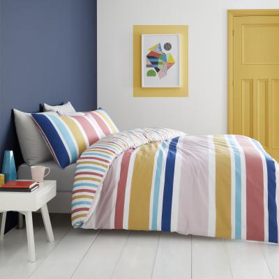 Dunelm Catherine Lansfield Brighton Bright Stripe Duvet Cover and Pillowcase Set MultiColoured