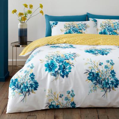 Dunelm Emmeline Floral Reversible Duvet Cover and Pillowcase Set Light Blue