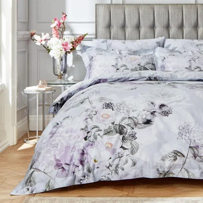 Dunelm Bianca Amethyst 100% Cotton Sateen Duvet Cover and Pillowcase Set Heather (Purple)