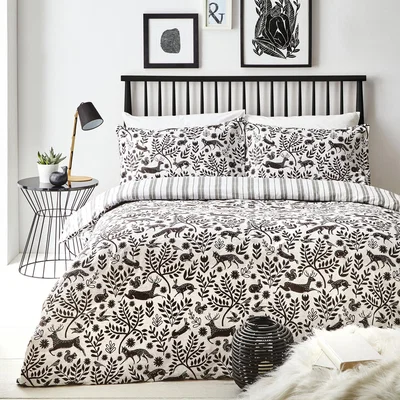 Dunelm Skandi Woodland Duvet Cover and Pillowcase Set Charcoal (Grey)