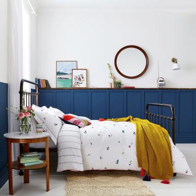 Dunelm Joules Countryside Scene 100% Cotton Duvet Cover and Pillowcase Set White, Blue and Yellow