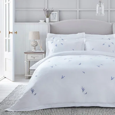 Dunelm Dorma Ashmore Lavender 100% Cotton Duvet Cover and Pillowcase Set Lavender