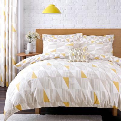 Dunelm Elements Skandi Geometric Yellow Reversible Duvet Cover and Pillowcase Set Yellow