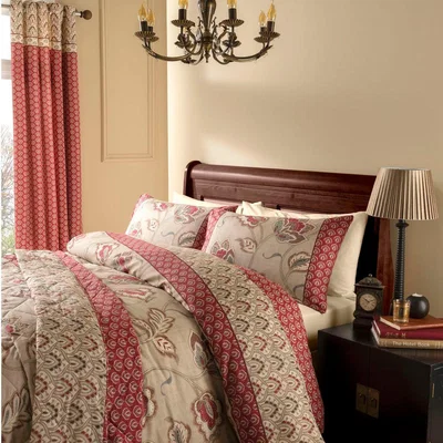 Dunelm Catherine Lansfield Kashmir Red Duvet Cover and Pillowcase Set Natural/Red