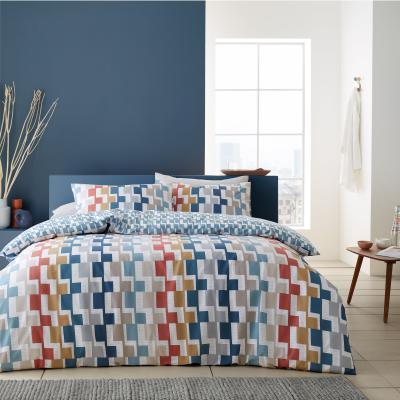 Dunelm Bianca Fine Linens Dakota Geo Egyptian Cotton Duvet Cover and Pillowcase Set MultiColoured