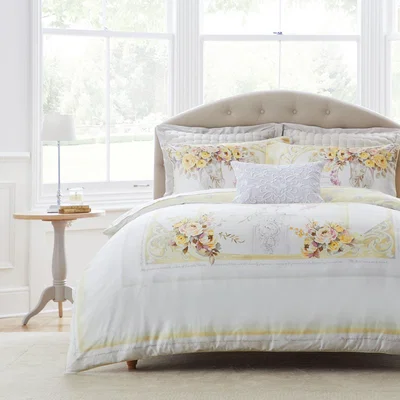 Dunelm Dorma Hartington 100% Cotton Reversible Duvet Cover and Pillowcase Set Yellow