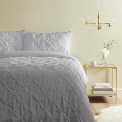 Dunelm Irma Pinktuck Duvet Cover and Pillowcase Set Grey