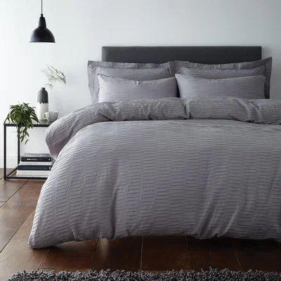 Dunelm Alissa Grey 100% Cotton Duvet Cover and Pillowcase Set Grey
