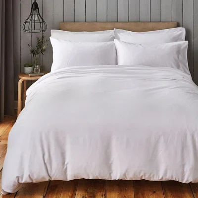 Dunelm Chester White Waffle 100% Cotton Duvet Cover and Pillowcase Set White