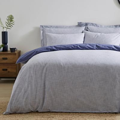 Dunelm Enzo Chambray Blue 100% Cotton Duvet Cover and Pillowcase Set Light Blue