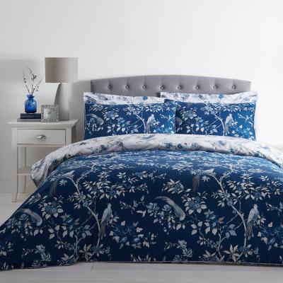 Dunelm Oriental Bird Blue Duvet Cover and Pillowcase Set Blue