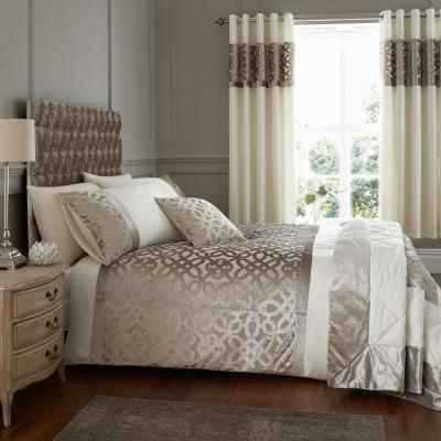 Dunelm Catherine Lansfield Natural Lattice Cut Velvet Duvet Cover and Pillowcase Set Brown and White