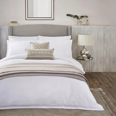 Dunelm Dorma Purity Staunton Waffle Stripe White 100% Cotton Duvet Cover and Pillowcase Set White