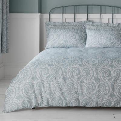 Dunelm Abigail Blue Textured Cover and Pillowcase Set Blue and White