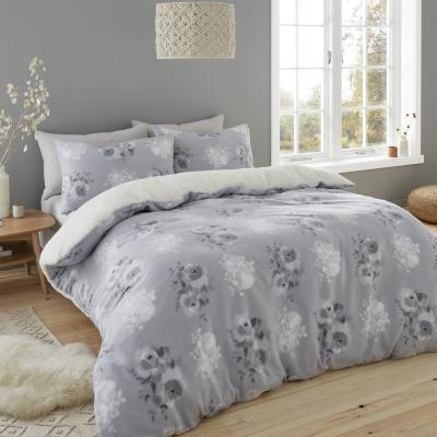 Dunelm Catherine Lansfield Cosy Painterly Floral Duvet Cover and Pillowcase Set Grey