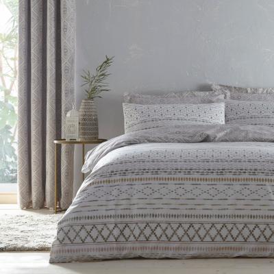 Dunelm Inca Natural Duvet Cover and Pillowcase Set Brown, Yellow and Grey