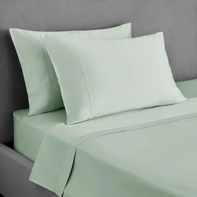 Dunelm Dorma 300 Thread Count 100% Cotton Sateen Plain Flat Sheet Green