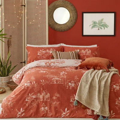 Dunelm Furn. Jaipur Paprika Duvet Cover and Pillowcase Set Paprika (Red)