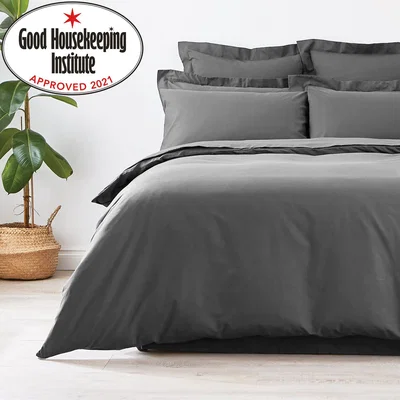 Dunelm Non Iron Plain Dye Pewter Duvet Cover Dusk (Grey)