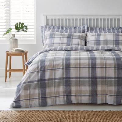 Dunelm Harrison Blue Reversible Duvet Cover and Pillowcase Set Blue