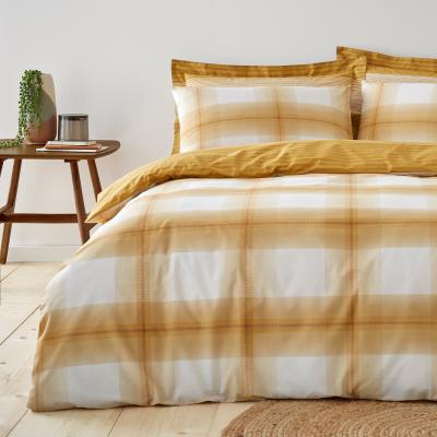 Dunelm Colby Ochre Reversible Duvet Cover and Pillowcase Set Ochre (Yellow)