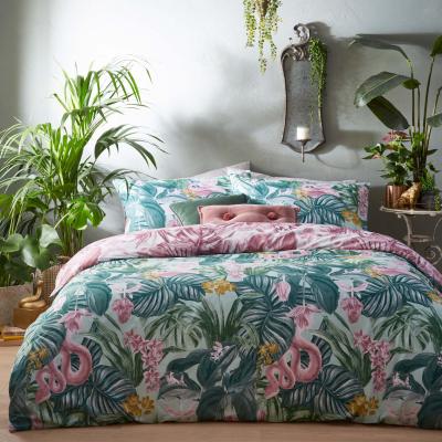 Dunelm Medinilla Reversible Duvet Cover and Pillowcase Set Mint