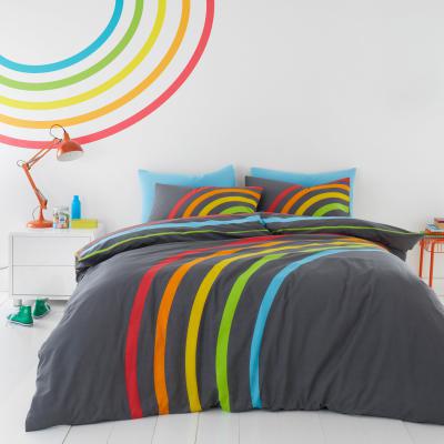Dunelm Elements Rainbow 100% Cotton Duvet Cover and Pillowcase Set Grey