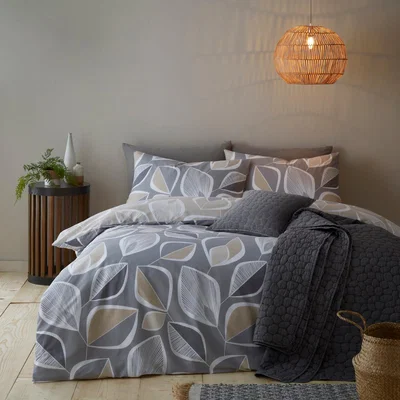 Dunelm Juno Natural 100% Cotton Reversible Duvet Cover and Pillowcase Set Natural (Brown)
