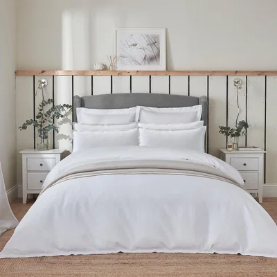 Dunelm Dorma Purity Tetbury 100% Cotton Duvet Cover and Pillowcase Set White