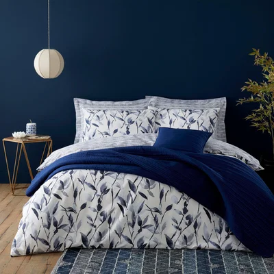 Dunelm Zen Navy Reversible Duvet Cover and Pillowcase Set Navy (Blue)