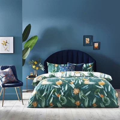 Dunelm Furn. Tigerlily Duvet Cover and Pillowcase Set Green