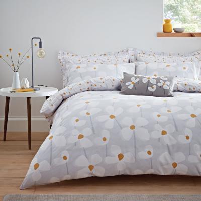 Dunelm Elements Lena Reversible Grey Duvet Cover and Pillowcase Set Grey, Yellow and White