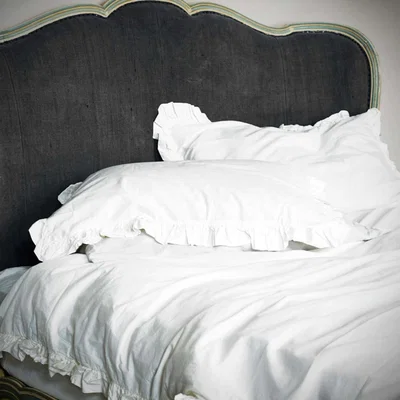 Graham & Green Siena White Ruffle Super King Size Duvet Cover