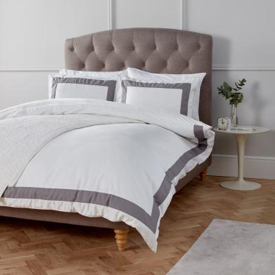 John Lewis John Lewis & Partners 400 Thread Count Satin Duvet Cover Set, White / Dove