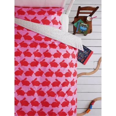 John Lewis Anorak Organic Cotton Reversible Kissing Rabbits Duvet Cover and Pillowcase Set, Multi