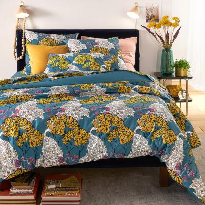 La Redoute Peacock Blue Duvet Cover in Printed Cotton Percale