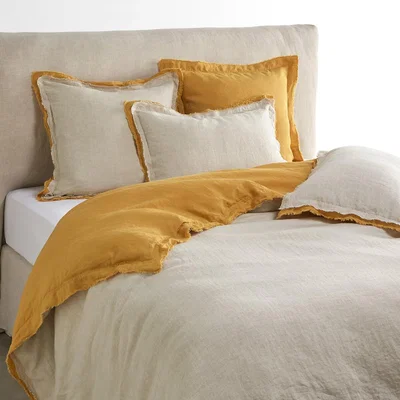 La Redoute Alhanasia Double Fringe Washed Linen Duvet Cover